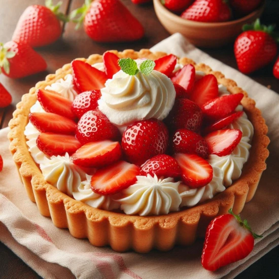 Tarta truskawkowa z kremem waniliowym
