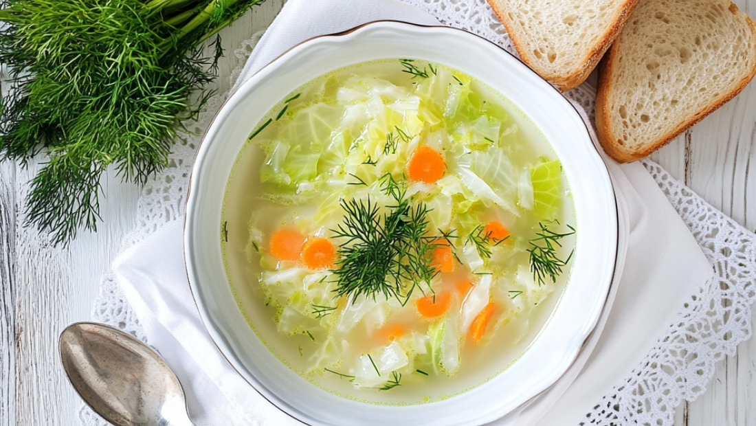 🥣 Wiosenna zupa z młodej kapusty i koperku – przepis krok po kroku