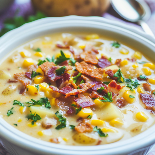 🍲 Wiejska zupa kukurydziana z boczkiem i ziemniakami