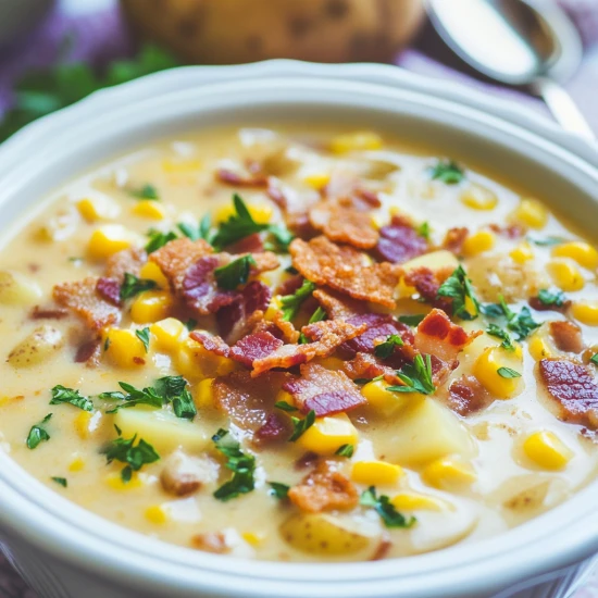 🍲 Wiejska zupa kukurydziana z boczkiem i ziemniakami