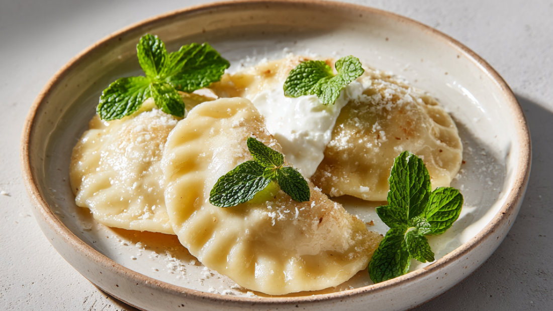 Pierogi z serem i miętą na słodko