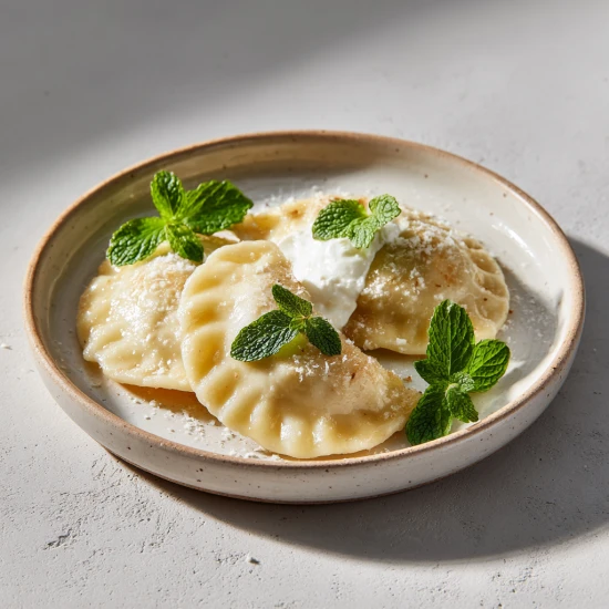 Pierogi z serem i miętą na słodko