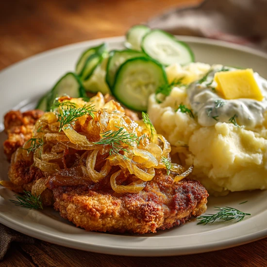 Kotlet schabowy z cebulką duszoną – obiad jak dawniej 🍽️