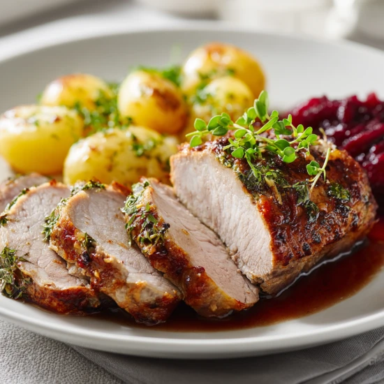 Schab pieczony z majerankiem i czosnkiem