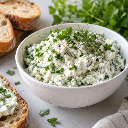 🥣 Pasta z twarogu i ziół – prosty przepis na śniadanie